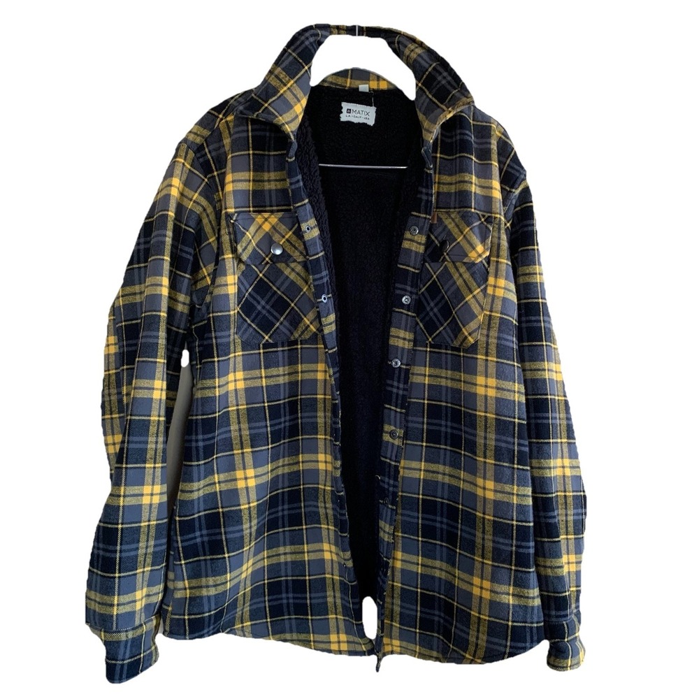 Matix Men's Sherpa Lined Plaid Fleece Flannel Size- Small Lightweight Jacket